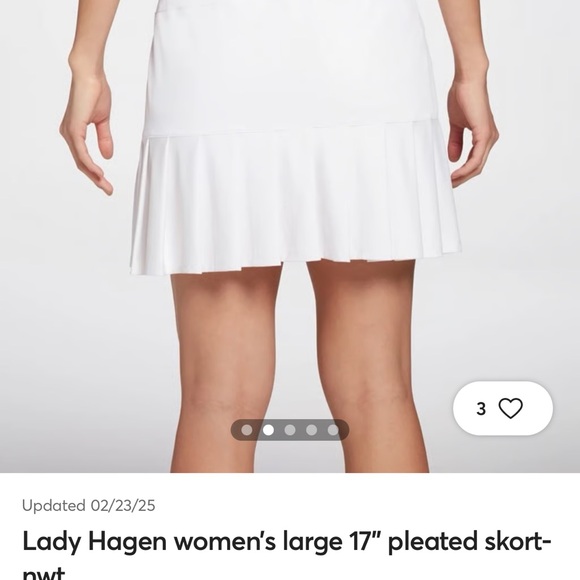 Lady Hagen Dresses & Skirts - Lady Hagen White Pleated Skort Large NWT